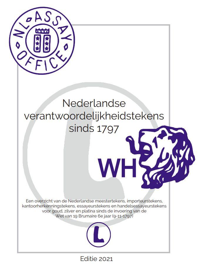 Cover of the book Nederlandse verantwoordelijkheidstekens sinds 1797 (Dutch responsibility marks since 1797), 2021 edition.